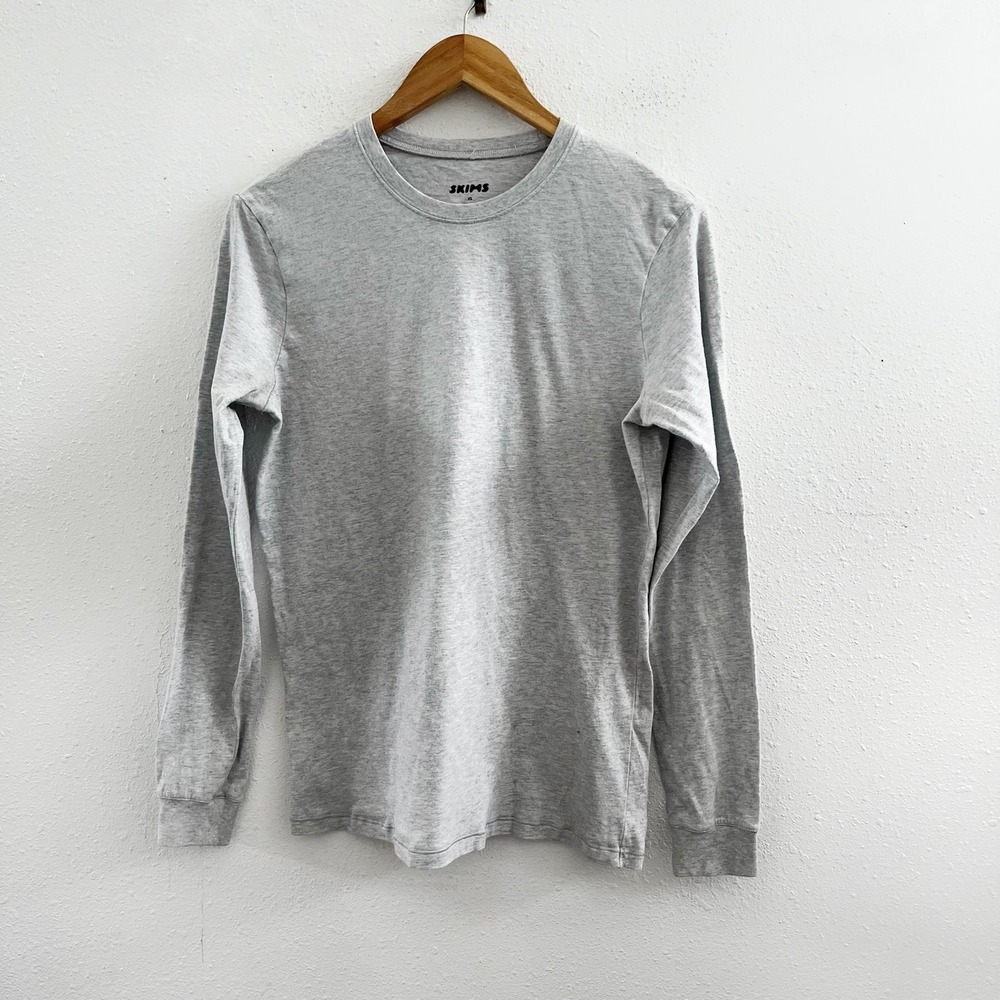 SKIMS Long Sleeve T-Shirt in Light Heather Grey Size XS